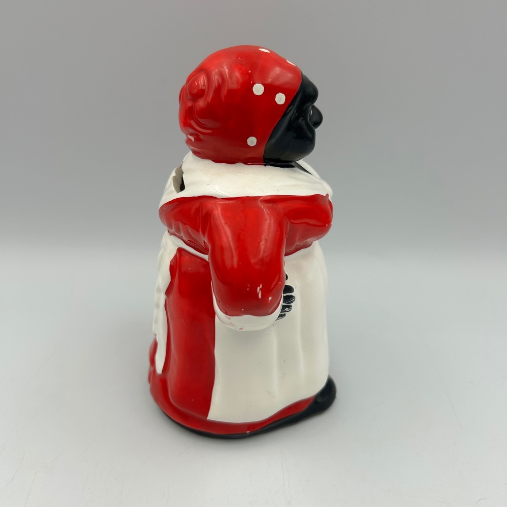 Black Americana Mammy Coin Bank Ceramic Red White Made In Taiwan 6.5" Vintage - Picture 6 of 14